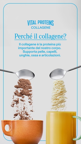 A minimalist educational creative that uses a simple split-screen visual to explain the benefits of collagen supplementation for body health.